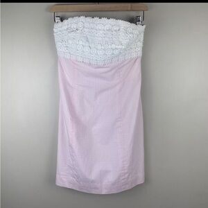 Lilly Pulitzer strapless pink gingham mini dress sz 8